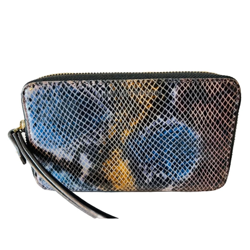 Aimee Kestenberg Genuine Snakeskin Leather Lapis Blue Dhena Zip Women’s Wallet